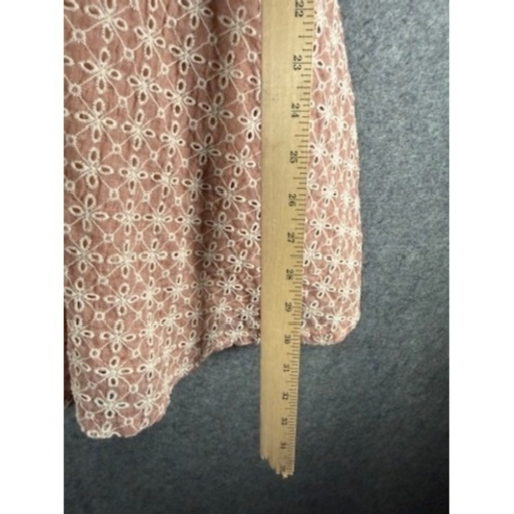 Olive Tree Pink Floral Eyelet Mini Dress Womens Small Dusty Rose Fit & Flare - Picture 6 of 8